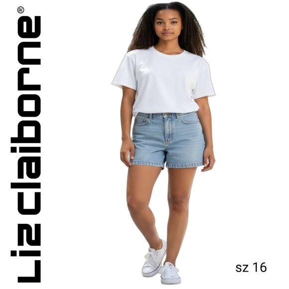 Liz Claiborne Classic Fit Cotton Blue Denim Jean Shorts - Picture 1 of 6